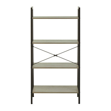 Four Tier Grey Oak Veneer Ladder Shelf Unit | Bradbury