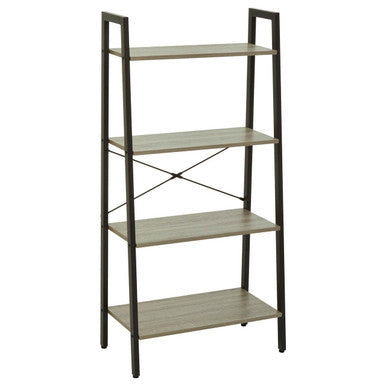 Four Tier Grey Oak Veneer Ladder Shelf Unit | Bradbury