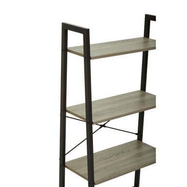 Four Tier Grey Oak Veneer Ladder Shelf Unit | Bradbury