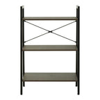 Three Tier Dark Oak Veneer Ladder Shelf Unit | Bradbury