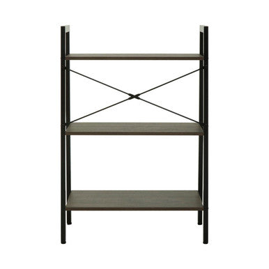 Three Tier Dark Oak Veneer Ladder Shelf Unit | Bradbury