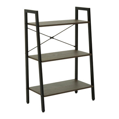 Three Tier Dark Oak Veneer Ladder Shelf Unit | Bradbury