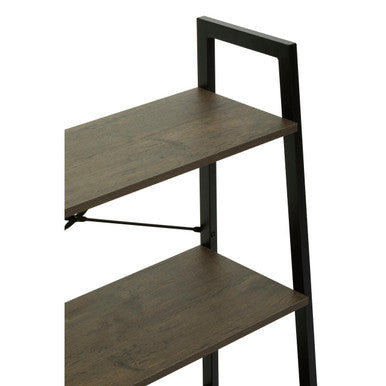 Three Tier Dark Oak Veneer Ladder Shelf Unit | Bradbury