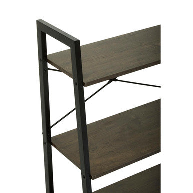 Three Tier Dark Oak Veneer Ladder Shelf Unit | Bradbury