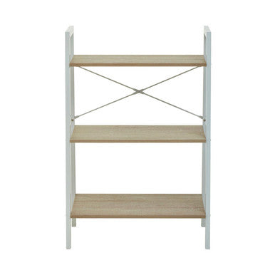 Three Tier Natural Oak Veneer Ladder Shelf Unit | Bradbury