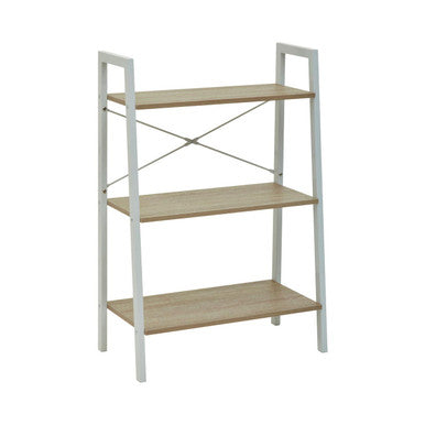 Three Tier Natural Oak Veneer Ladder Shelf Unit | Bradbury