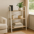 Three Tier Natural Oak Veneer Ladder Shelf Unit | Bradbury