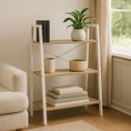 Three Tier Natural Oak Veneer Ladder Shelf Unit | Bradbury
