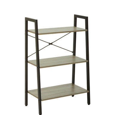 Three Tier Grey Oak Veneer Ladder Shelf Unit | Bradbury