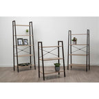 Three Tier Grey Oak Veneer Ladder Shelf Unit | Bradbury