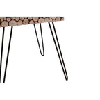 Distressed Fir Wood and Disc Top Square Side Table with Hairpin Legs, Lacuna