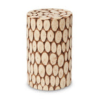 Distressed Fir Wood Mosaic Side Table and Stool | Lacuna