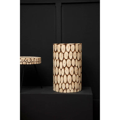 Distressed Fir Wood Mosaic Side Table and Stool | Lacuna