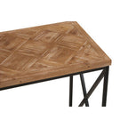 Natural Fir Wood Top Console Table with Black Metal Legs | Kickford
