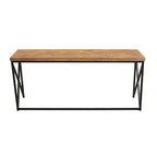 Natural Fir Wood Coffee Table with Black Metal Legs | Kickford