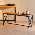 Natural Fir Wood Coffee Table with Black Metal Legs | Kickford