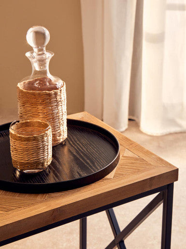 Natural Fir Wood Coffee Table with Black Metal Legs | Kickford