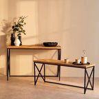 Natural Fir Wood Coffee Table with Black Metal Legs | Kickford