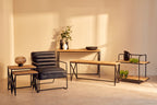 Natural Fir Wood Coffee Table with Black Metal Legs | Kickford