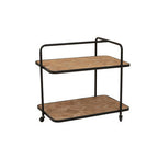 Natural 2 Tier Trolley with Parquet Pattern | Kickford