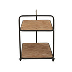 Natural 2 Tier Trolley with Parquet Pattern | Kickford