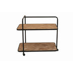 Natural 2 Tier Trolley with Parquet Pattern | Kickford