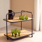 Natural 2 Tier Trolley with Parquet Pattern | Kickford