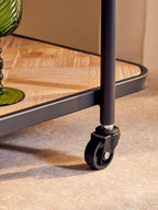 Natural 2 Tier Trolley with Parquet Pattern | Kickford