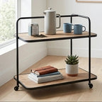 Natural 2 Tier Trolley with Parquet Pattern | Kickford