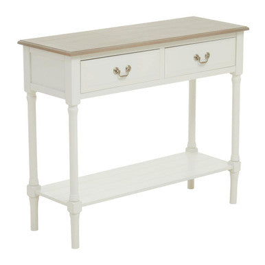 White 2 Drawer Wooden Console Table with Shelf | Heritage