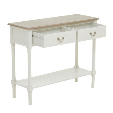 White 2 Drawer Wooden Console Table with Shelf | Heritage