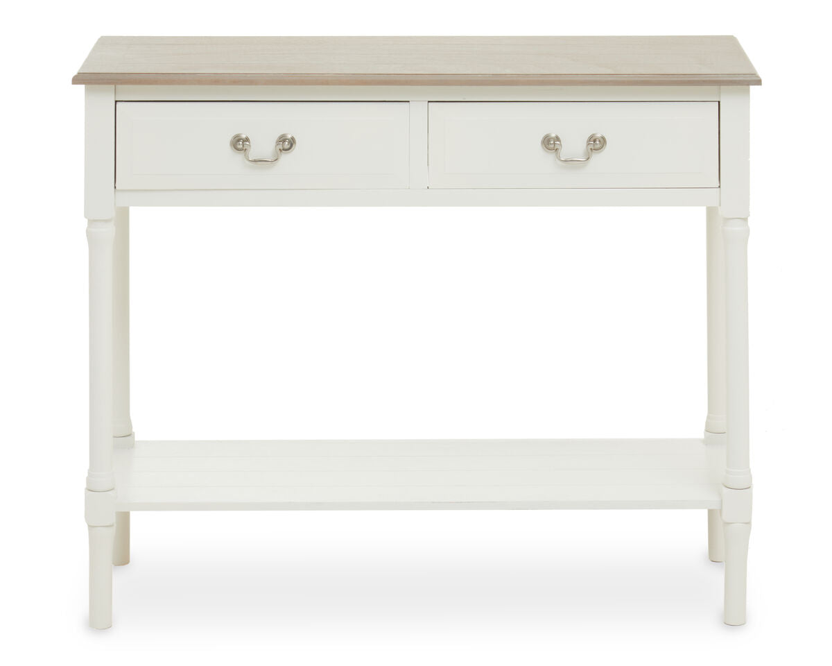 White 2 Drawer Wooden Console Table with Shelf | Heritage