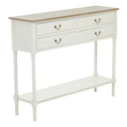 White 4 Drawer Wooden Console Table with Shelf | Heritage