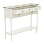 White 4 Drawer Wooden Console Table with Shelf | Heritage