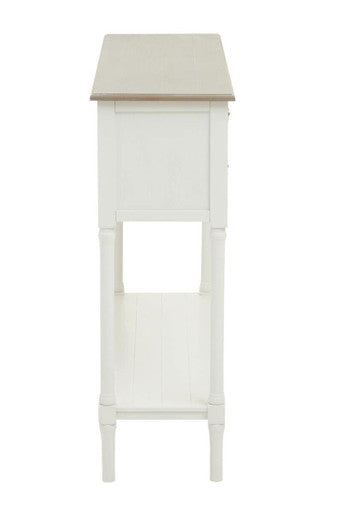 White 4 Drawer Wooden Console Table with Shelf | Heritage