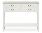 White 4 Drawer Wooden Console Table with Shelf | Heritage