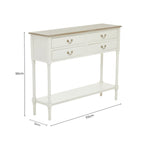 White 4 Drawer Wooden Console Table with Shelf | Heritage