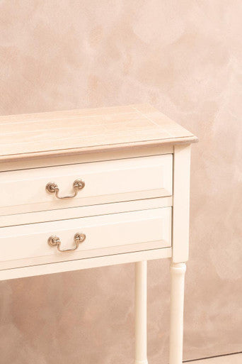 White 4 Drawer Wooden Console Table with Shelf | Heritage