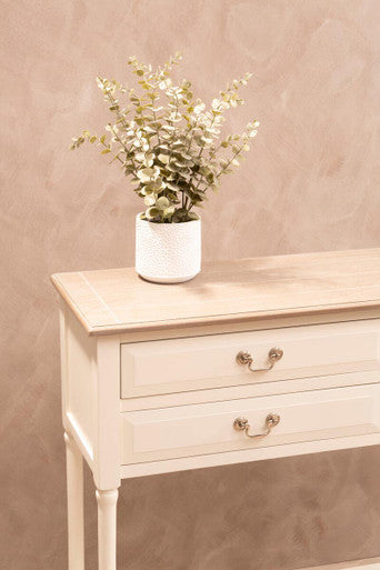 White 4 Drawer Wooden Console Table with Shelf | Heritage