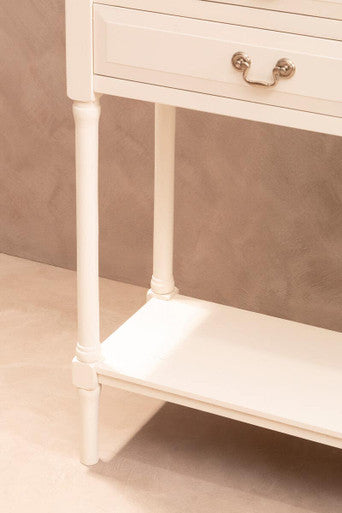 White 4 Drawer Wooden Console Table with Shelf | Heritage