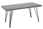 Dark Grey Veneer Wooden Dining Table with Black Slender Legs | Anube