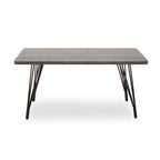 Dark Grey Veneer Wooden Dining Table with Black Slender Legs | Anube