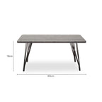 Dark Grey Veneer Wooden Dining Table with Black Slender Legs | Anube