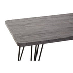 Dark Grey Veneer Wooden Dining Table with Black Slender Legs | Anube