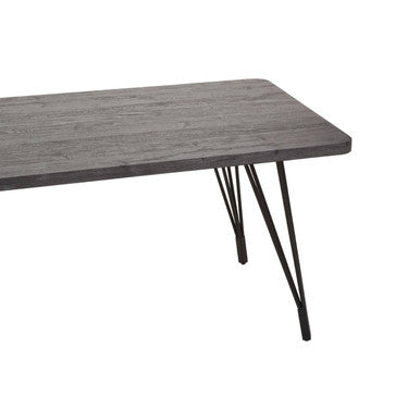 Dark Grey Veneer Wooden Dining Table with Black Slender Legs | Anube