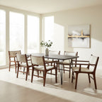 Dark Grey Veneer Wooden Dining Table with Black Slender Legs | Anube