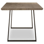 Light Brown Veneer Wooden Top Dining Table with Black U Shaped Metal Base, Adele