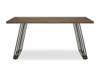 Light Brown Veneer Wooden Top Dining Table with Black U Shaped Metal Base, Adele