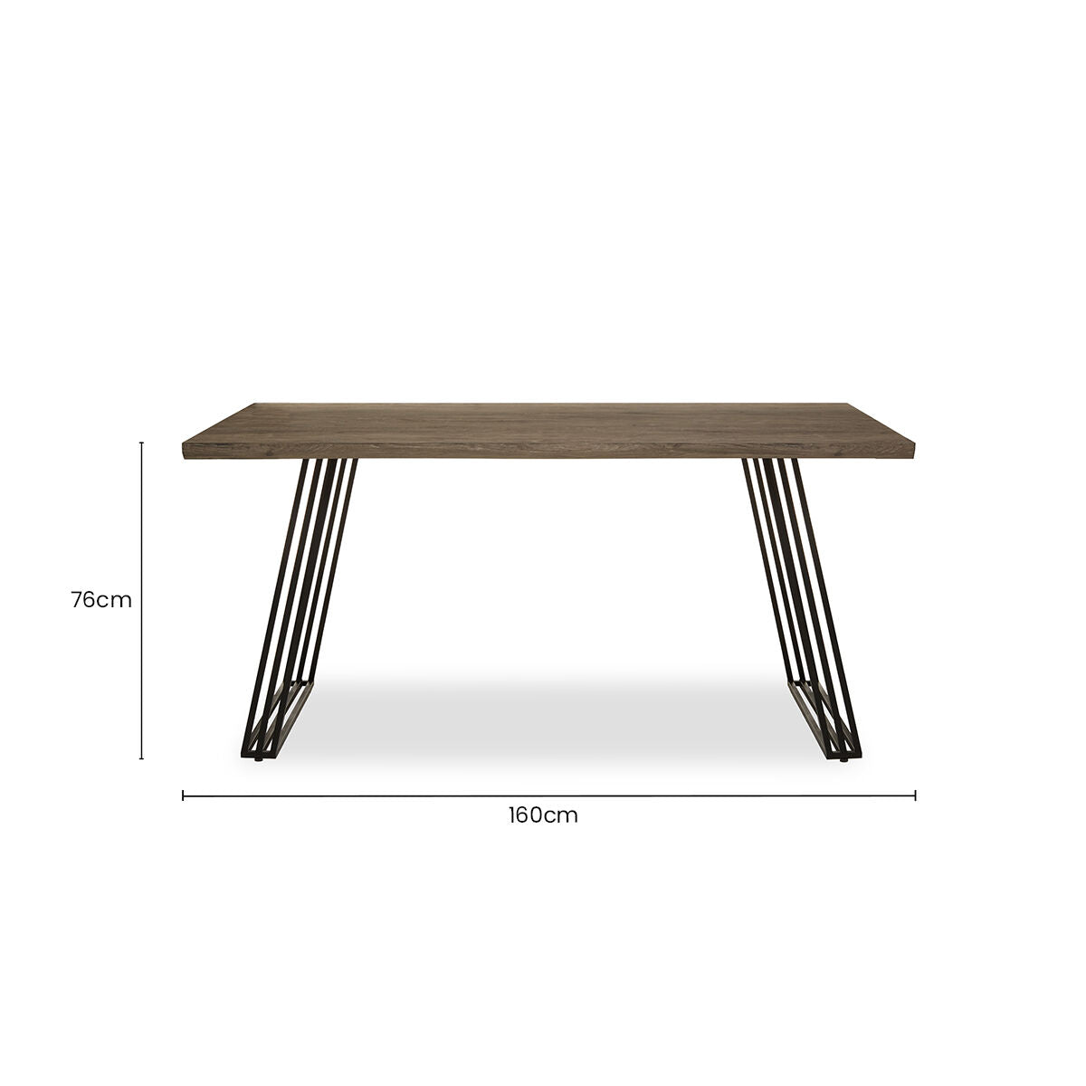 Light Brown Veneer Wooden Top Dining Table with Black U Shaped Metal Base, Adele