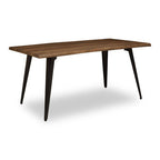 Brown Dark Wood Veneer Top Dining Table with Black Slender Legs | Assia